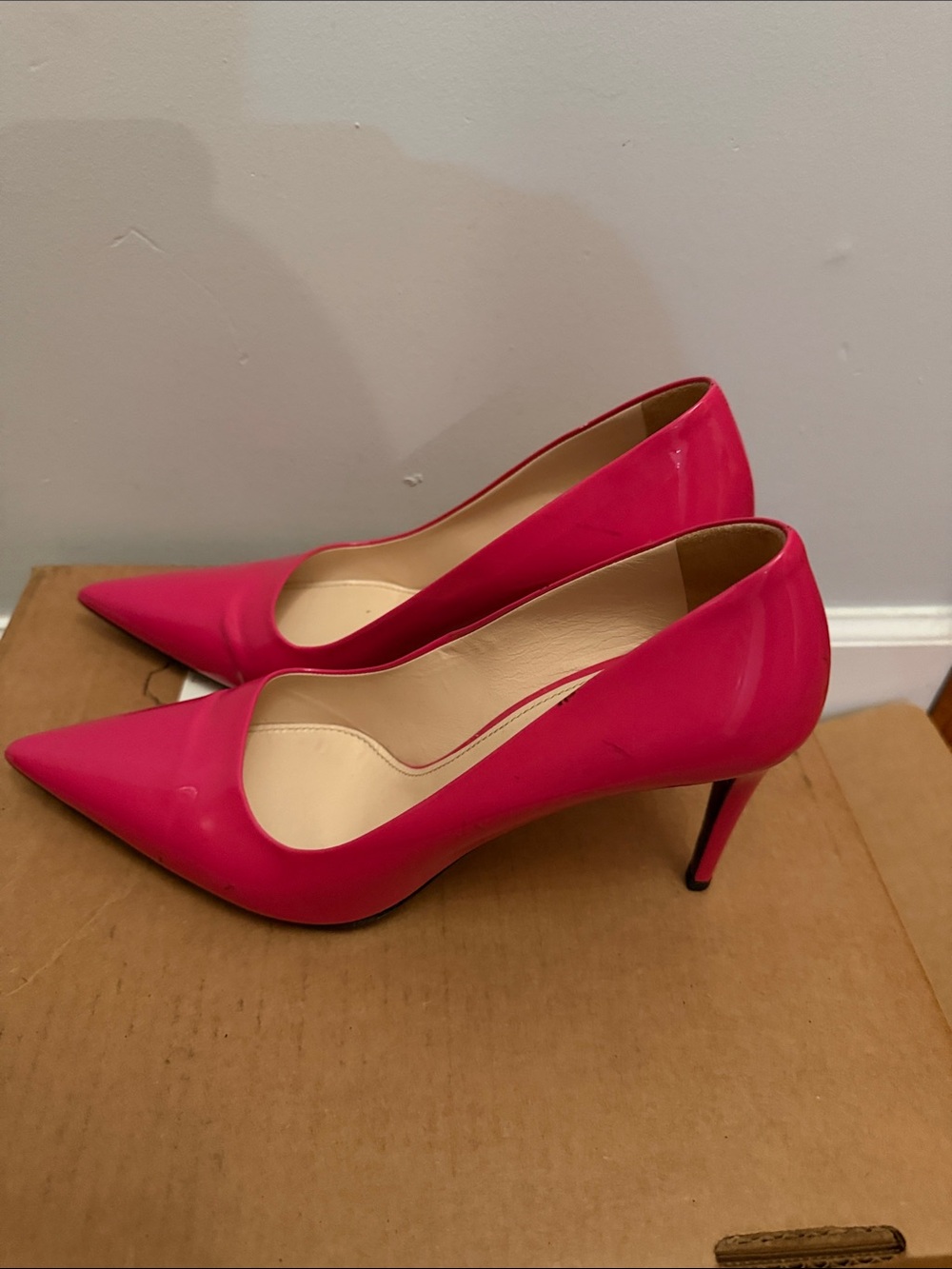 Prada Hot Pink Patent Pointed-Toe Stiletto Pumps